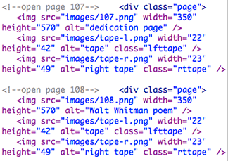 HTML used on the scroll pages